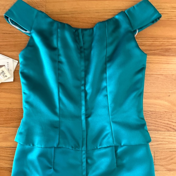 NWT Scott McClintock Petites Vintage Formal Gown Prom Dress Size 6 Turquoise - Picture 9 of 13